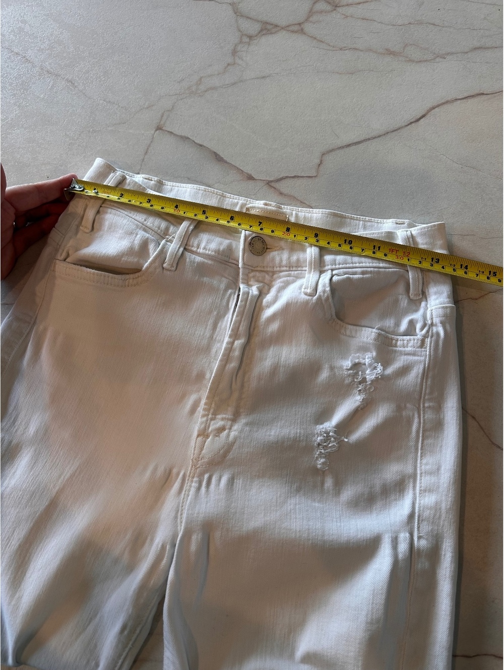 MOTHER The Hustler Ankle Fray Jeans In Tea and Biscuits White Wash Women’s sz 27 - Picture 11 of 15